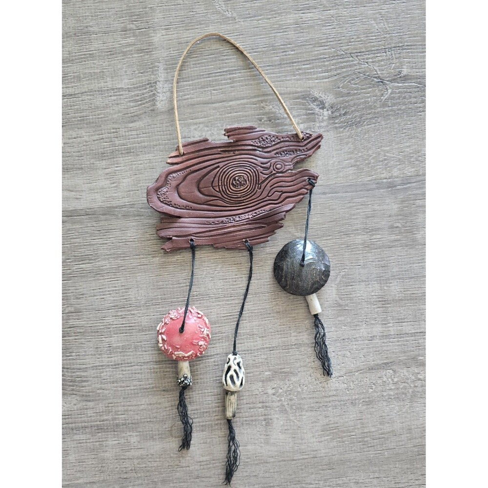 Vintage Hanging Pottery Mushrooms ( Cicada Song ) Art Mushroom Handmade